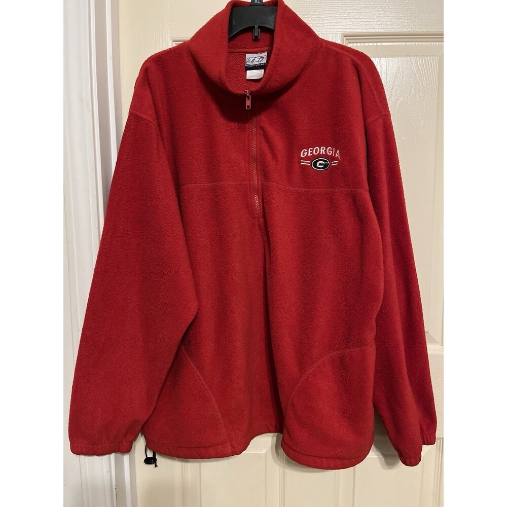 Vintage 90s Georgia Bulldogs TSI Sportswear 1/4 Zip Fleece Pullover XL Red UGA